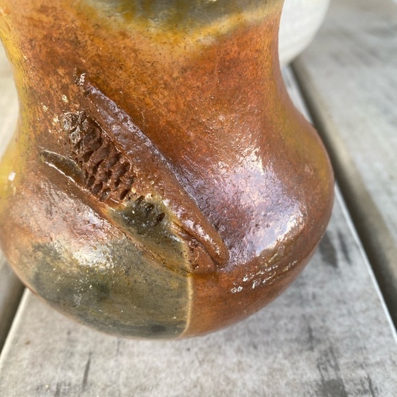 Vintage Navajo Pottery Native American Pinon Pine Pitch Glaze 5”Tall Vase Marked - Picture 6 of 12